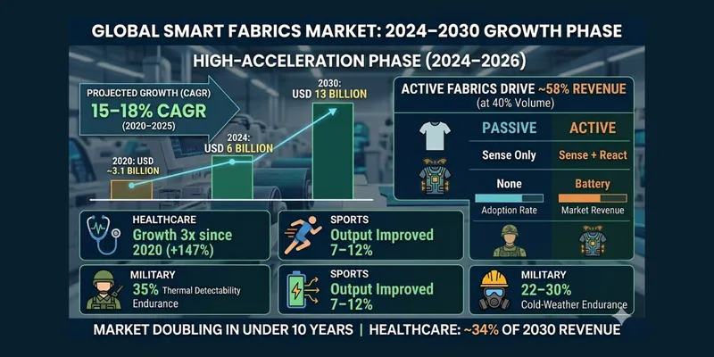 Passive and Active Smart Fabrics and Textiles 2026: Global Market Analysis, Adoption Rates & 2030 Forecast